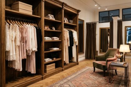 boutique di intimo in pizzo su grucce di legno, i migliori negozi di intimo